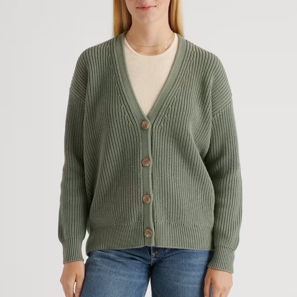Quince Sweaters - Quince Organic Cotton Oversized Boyfriend Cardigan Agave Size Medium